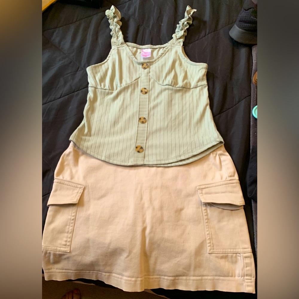 Beautiful Mini Skirt outfit - Express Mini skirt w No Boundaries ribbed tank top